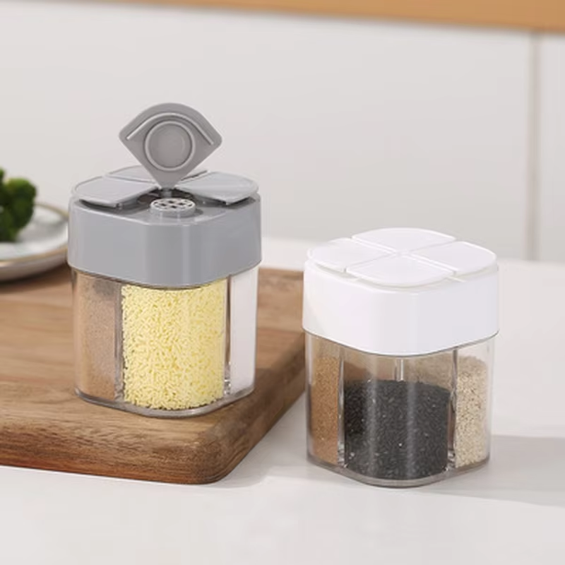 Camping Cooking Container - ชุดภาชนะใส่เครื่องเทศพลาสติก 4 in 1 สำหรับแคมป์ปิ้ง พร้อมฝาปิดสนิท