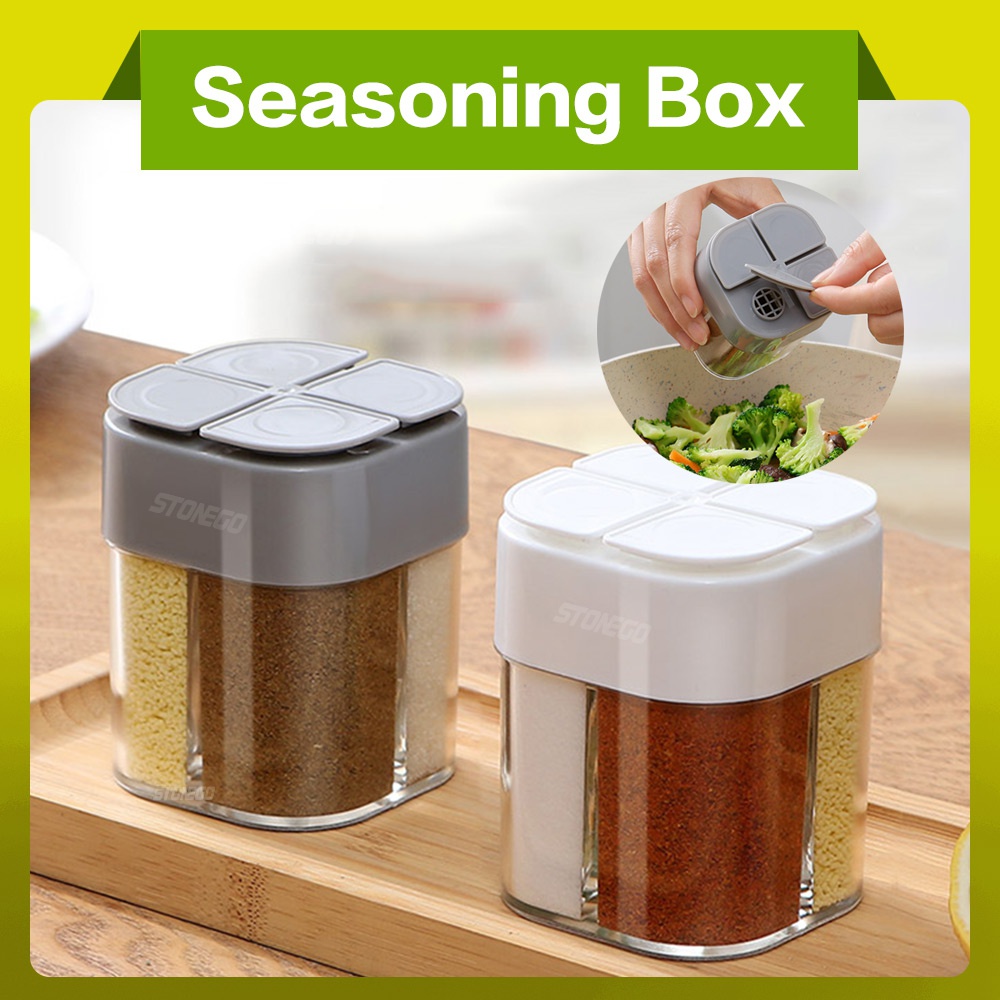 Camping Cooking Container - ชุดภาชนะใส่เครื่องเทศสำหรับตั้งแคมป์ 4 in 1 พร้อมฝาปิดสนิท, ชุดเครื่องเทศสำหรับทำอาหารและเดินทาง