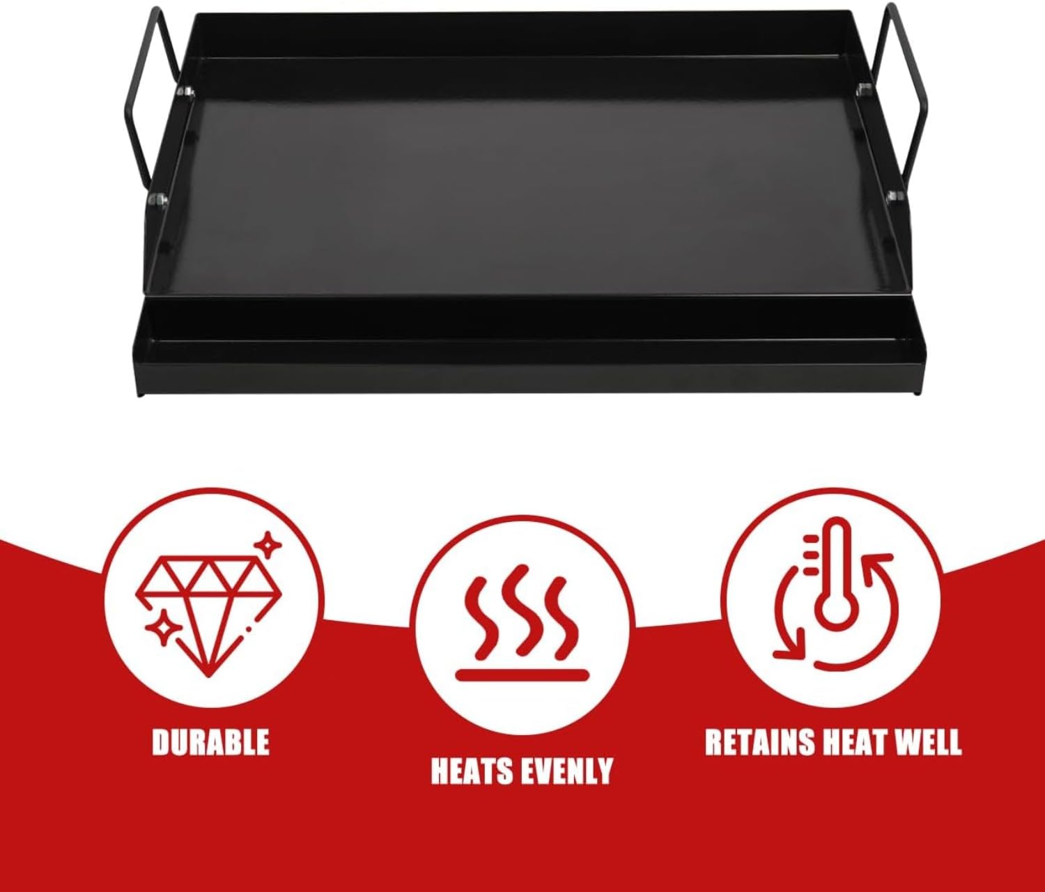 กระทะเหล็กหล่อเคลือบกันติดขนาด - Camping Cooking Flat Top บทวิจารณ์และราคา